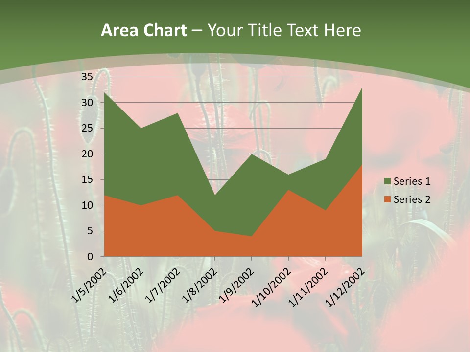 A Field Of Red Flowers With A Green Background PowerPoint Template