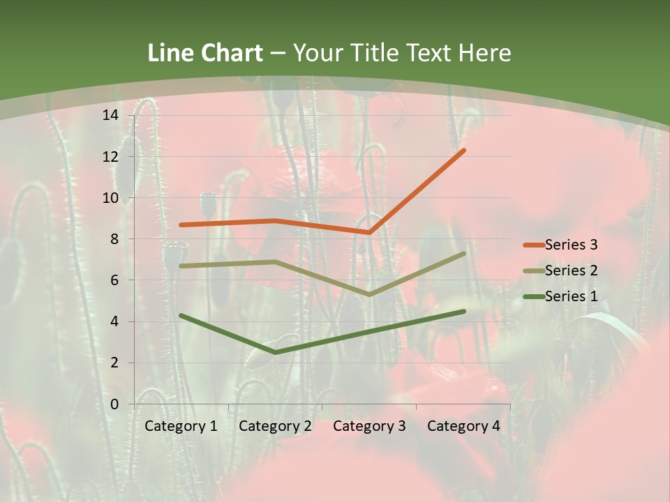 A Field Of Red Flowers With A Green Background PowerPoint Template