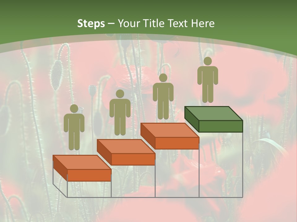 A Field Of Red Flowers With A Green Background PowerPoint Template