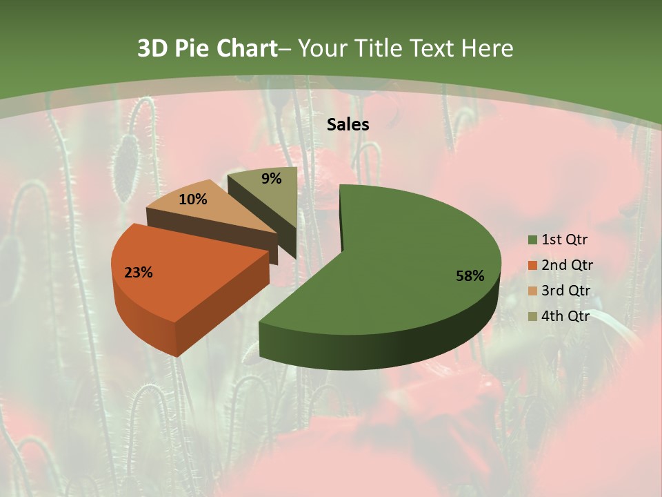 A Field Of Red Flowers With A Green Background PowerPoint Template