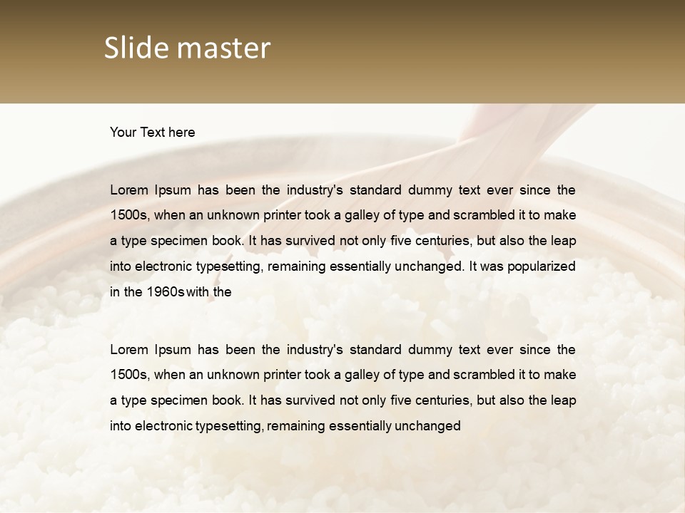 A Person Scooping Rice Out Of A Wooden Bowl PowerPoint Template