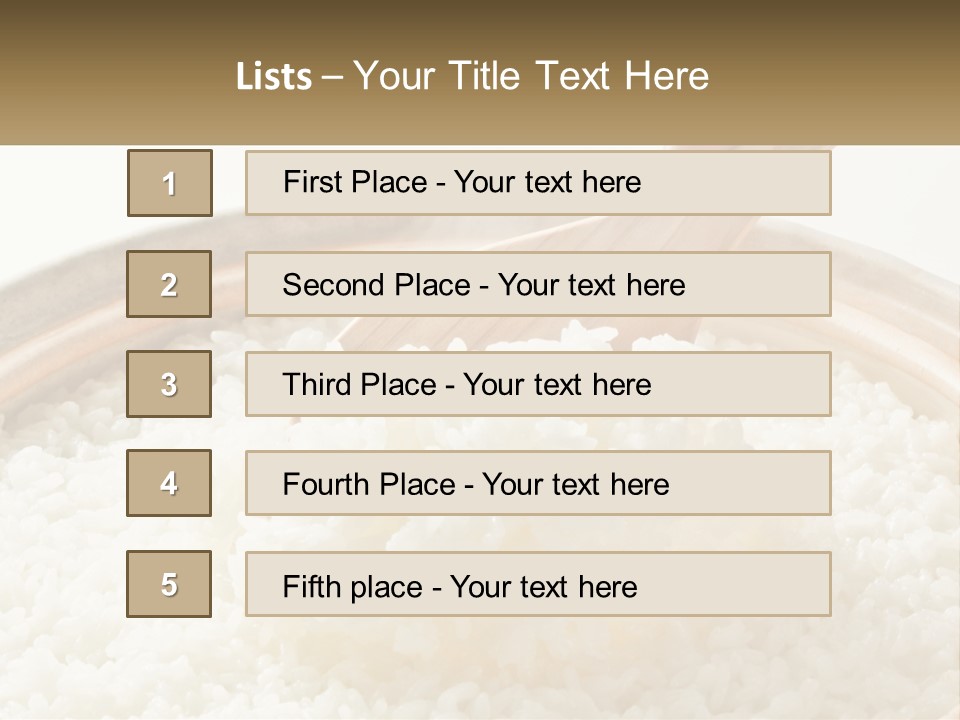 A Person Scooping Rice Out Of A Wooden Bowl PowerPoint Template