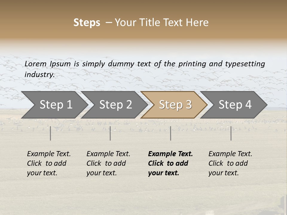 A Large Flock Of Birds Flying Over A Field PowerPoint Template