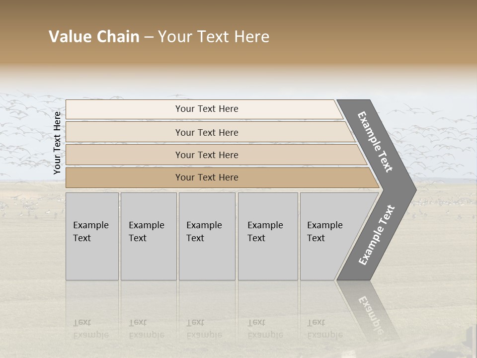 A Large Flock Of Birds Flying Over A Field PowerPoint Template