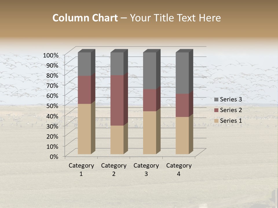 A Large Flock Of Birds Flying Over A Field PowerPoint Template