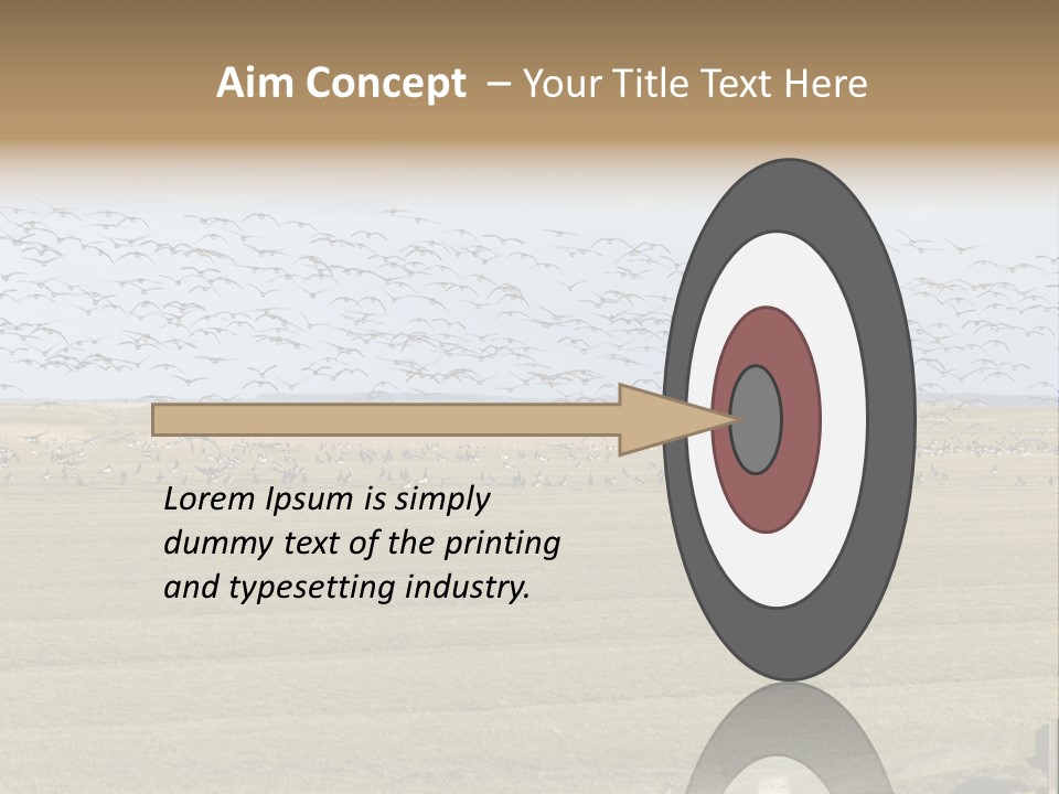 A Large Flock Of Birds Flying Over A Field PowerPoint Template