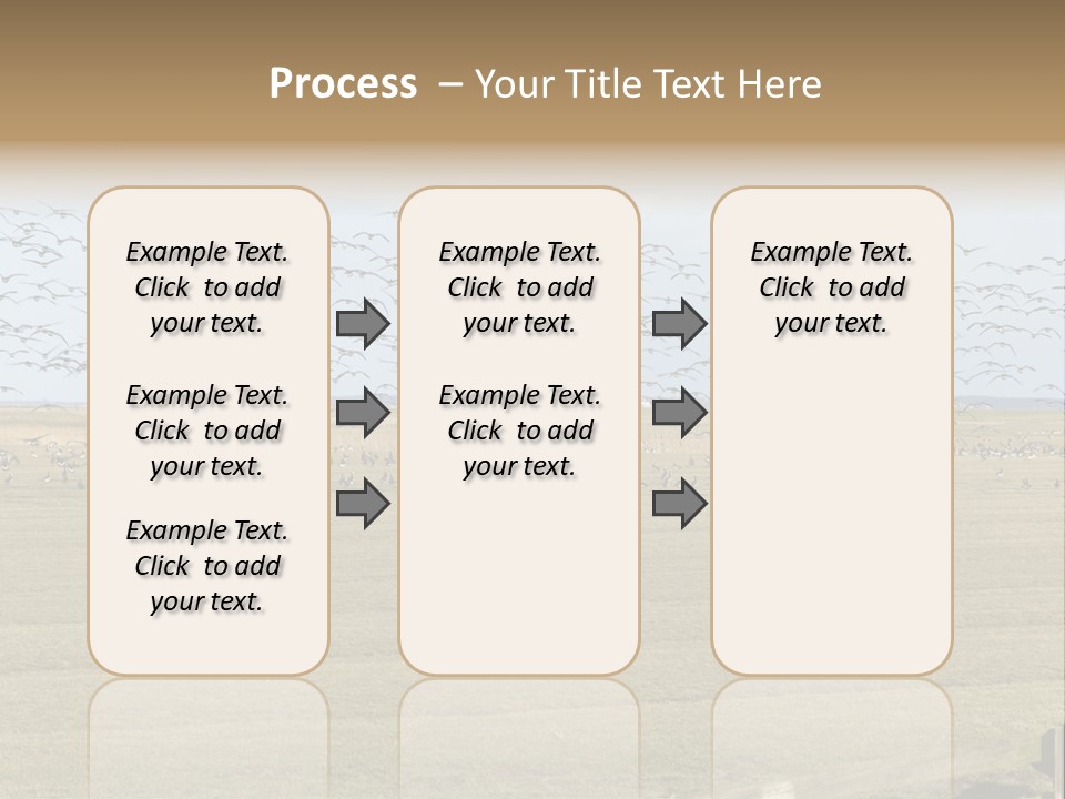 A Large Flock Of Birds Flying Over A Field PowerPoint Template