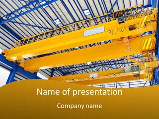 A Yellow Crane In A Warehouse Powerpoint Presentation Template PowerPoint Template