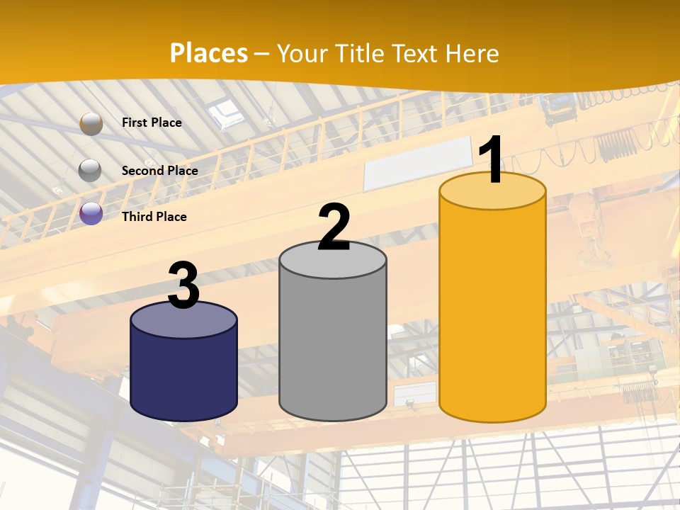 A Yellow Crane In A Warehouse Powerpoint Presentation Template PowerPoint Template