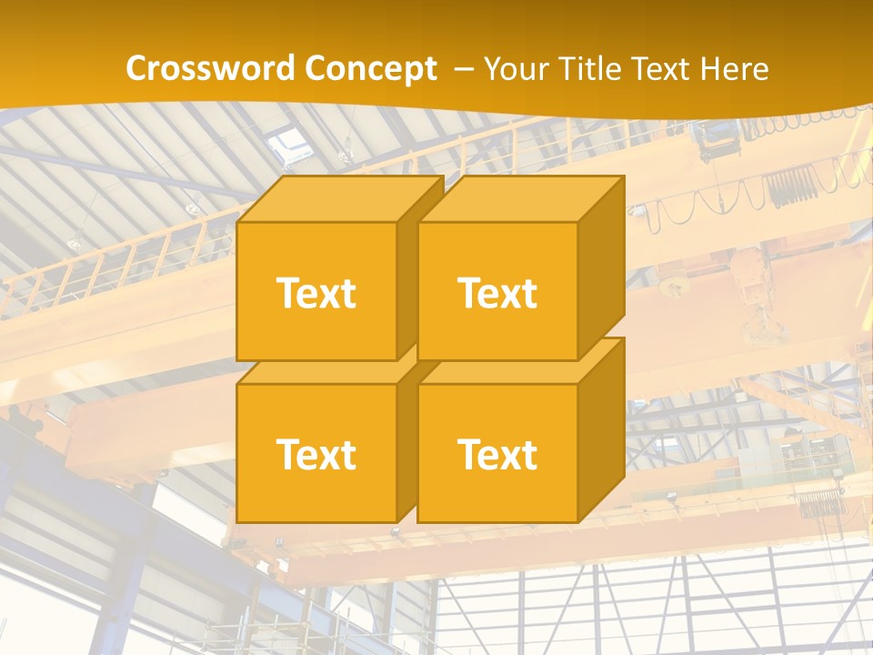 A Yellow Crane In A Warehouse Powerpoint Presentation Template PowerPoint Template
