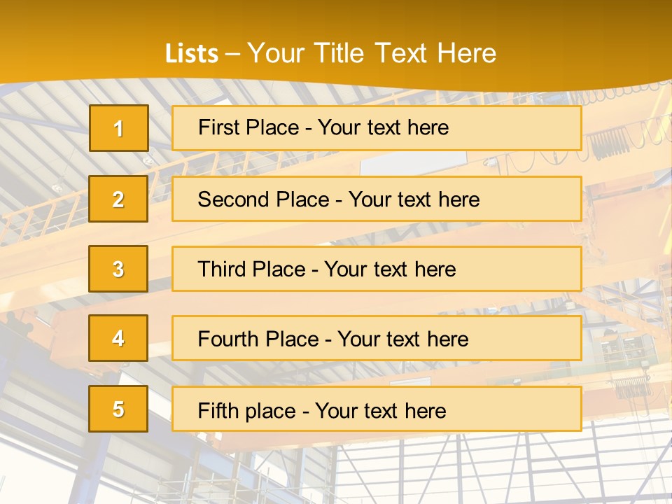 A Yellow Crane In A Warehouse Powerpoint Presentation Template PowerPoint Template