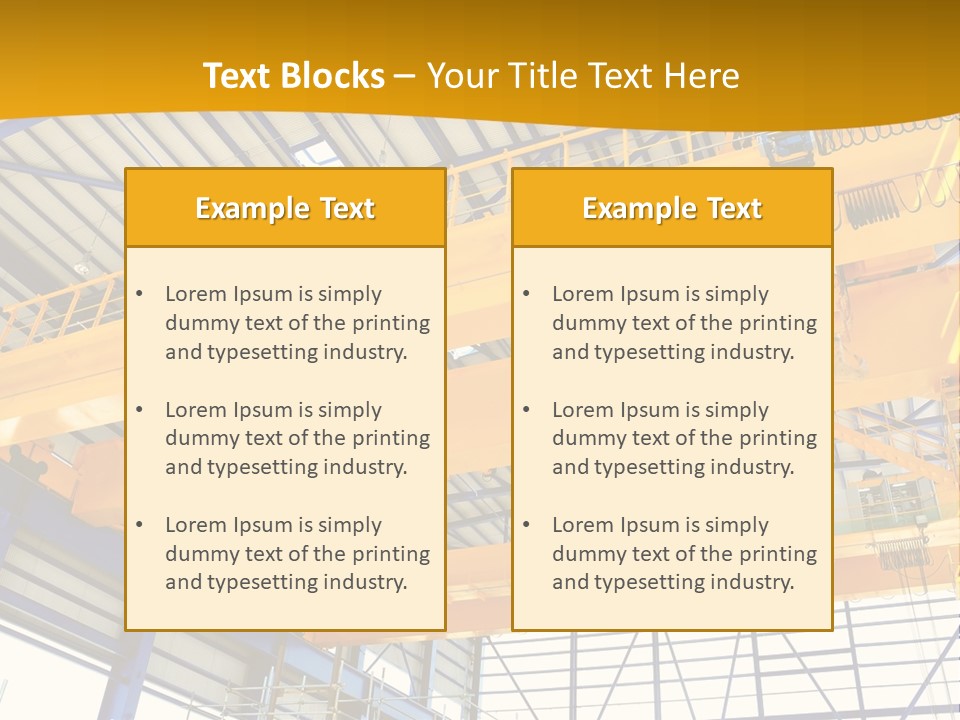 A Yellow Crane In A Warehouse Powerpoint Presentation Template PowerPoint Template