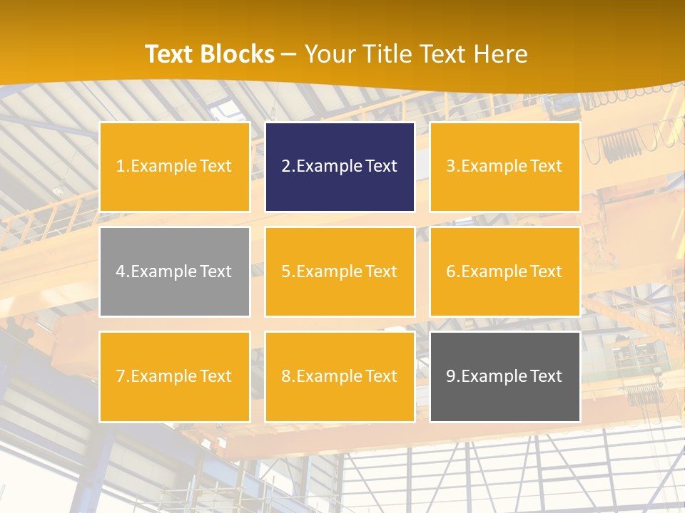 A Yellow Crane In A Warehouse Powerpoint Presentation Template PowerPoint Template