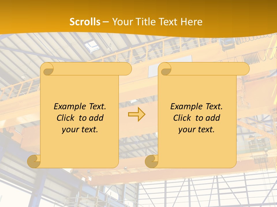 A Yellow Crane In A Warehouse Powerpoint Presentation Template PowerPoint Template