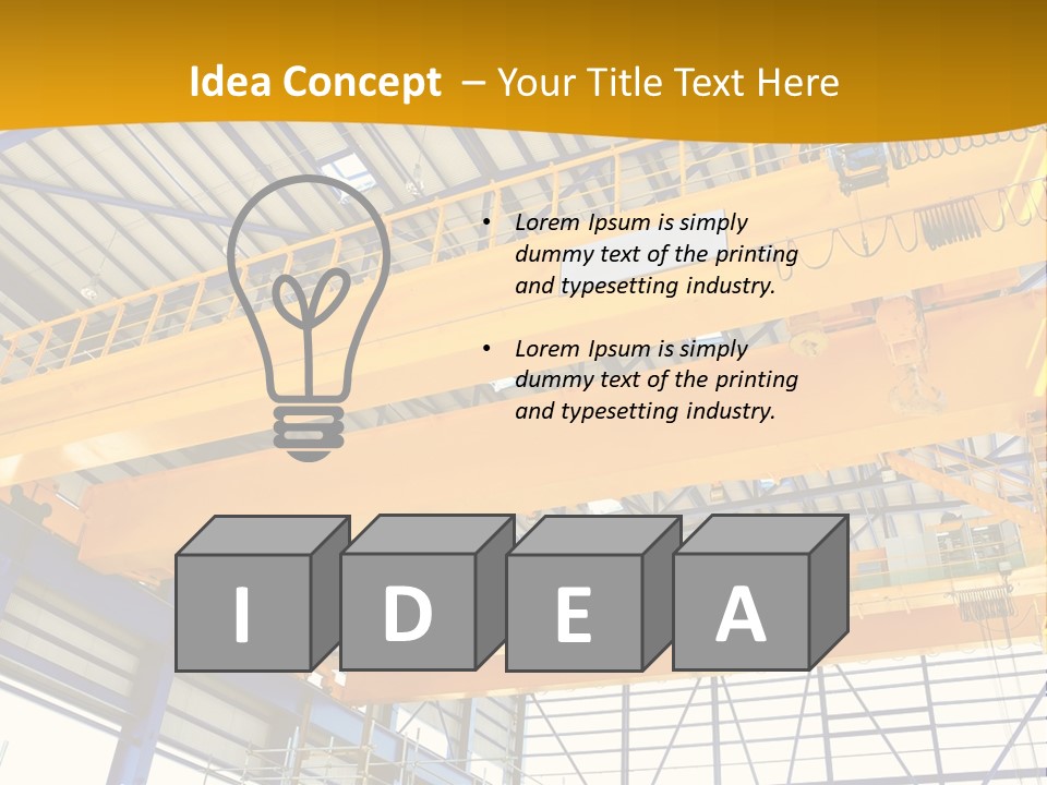 A Yellow Crane In A Warehouse Powerpoint Presentation Template PowerPoint Template
