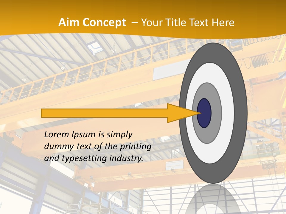 A Yellow Crane In A Warehouse Powerpoint Presentation Template PowerPoint Template