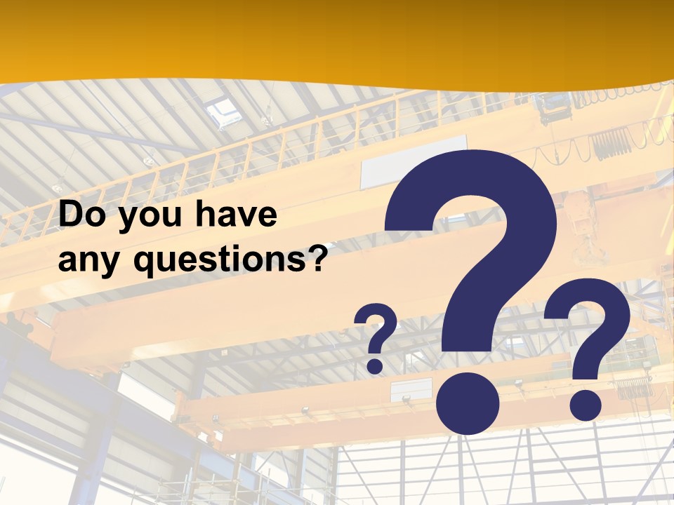 A Yellow Crane In A Warehouse Powerpoint Presentation Template PowerPoint Template