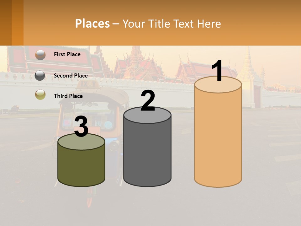 A Tuk Tuk Is Parked In Front Of A Building PowerPoint Template