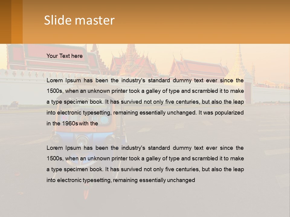 A Tuk Tuk Is Parked In Front Of A Building PowerPoint Template