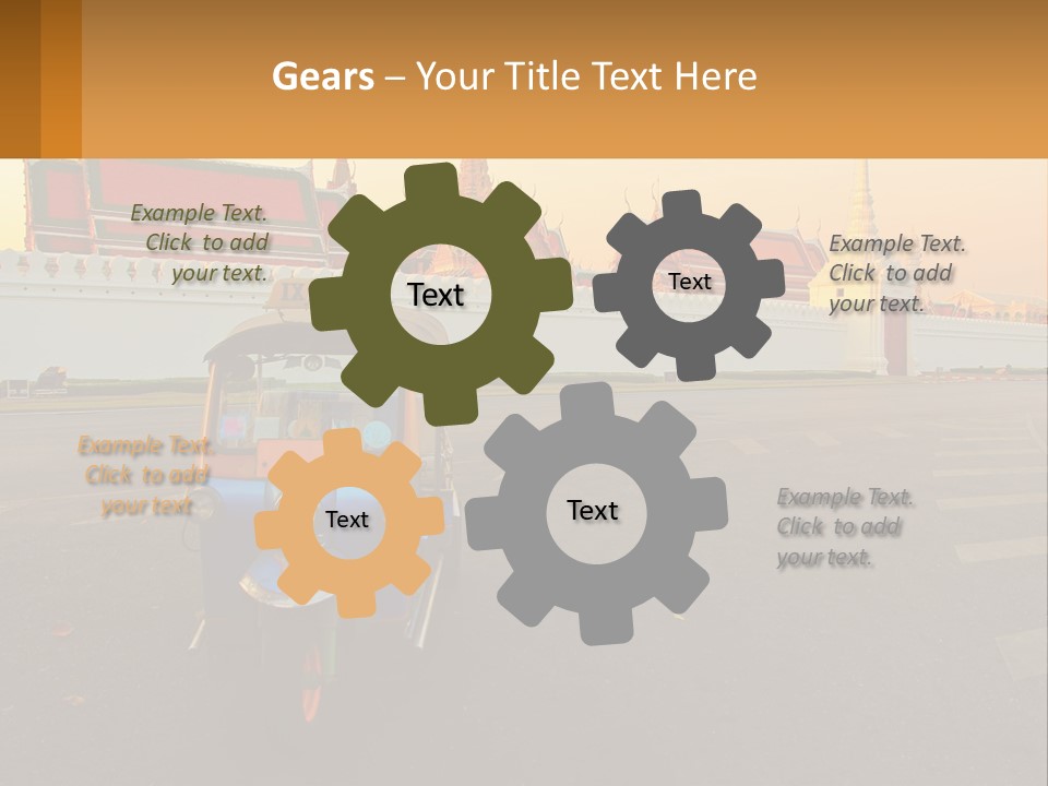 A Tuk Tuk Is Parked In Front Of A Building PowerPoint Template