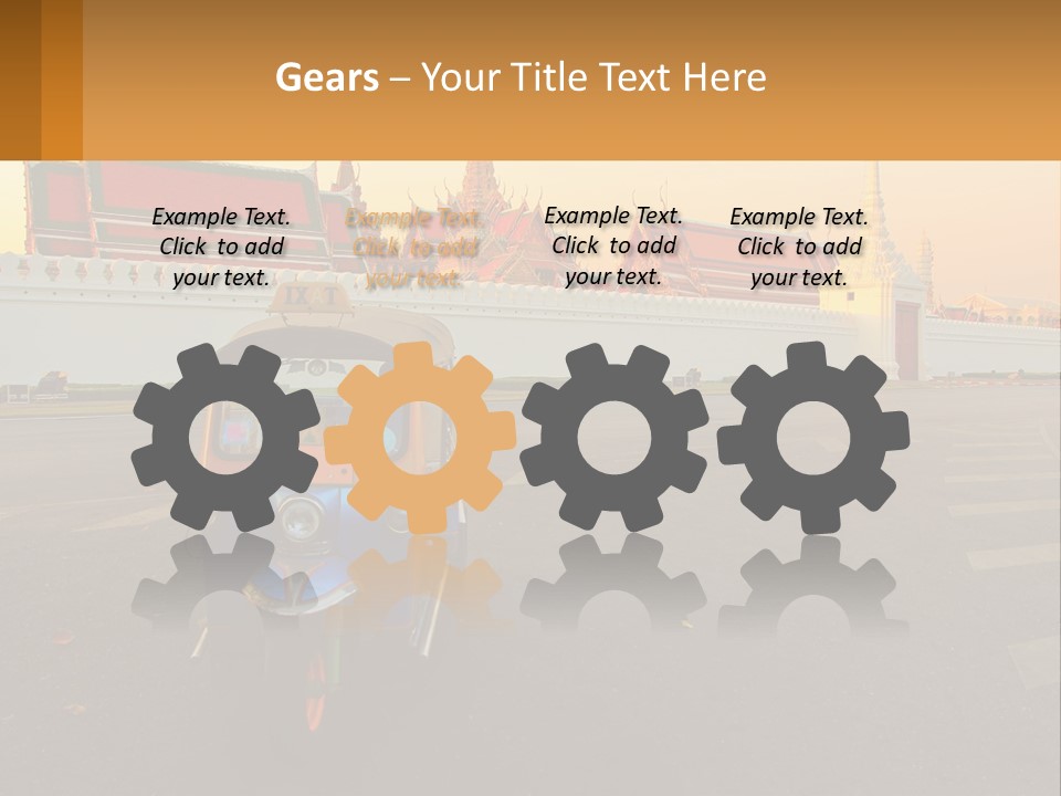 A Tuk Tuk Is Parked In Front Of A Building PowerPoint Template