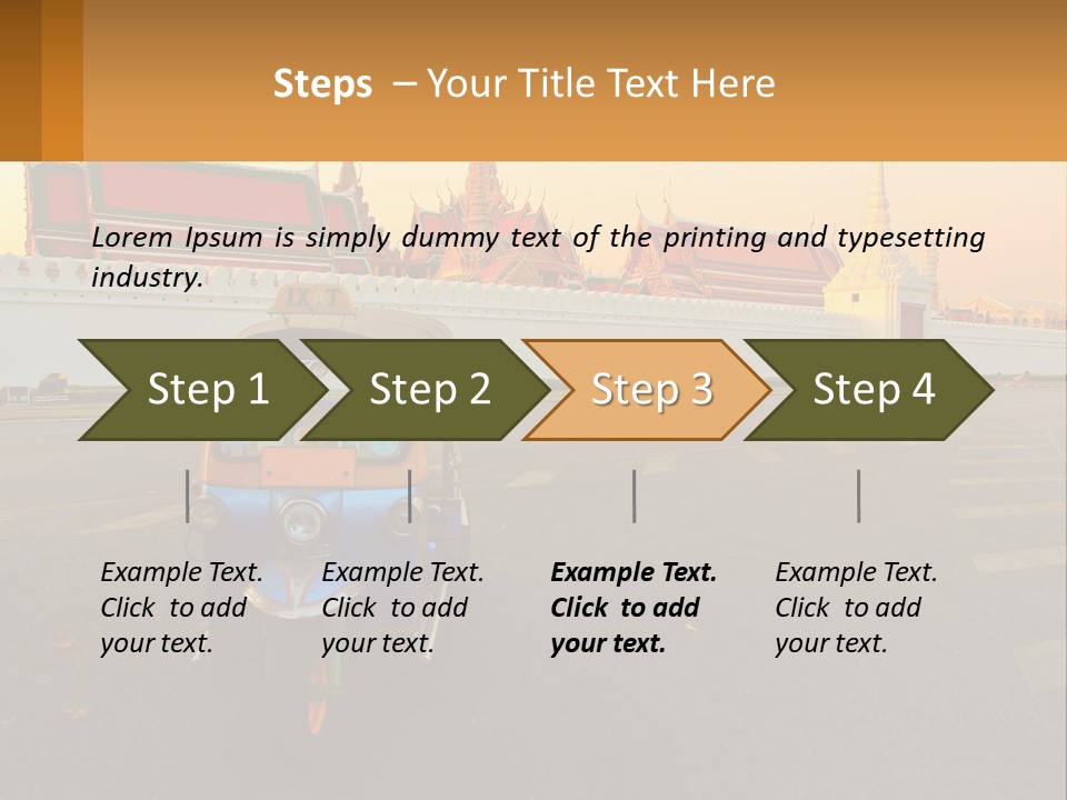 A Tuk Tuk Is Parked In Front Of A Building PowerPoint Template