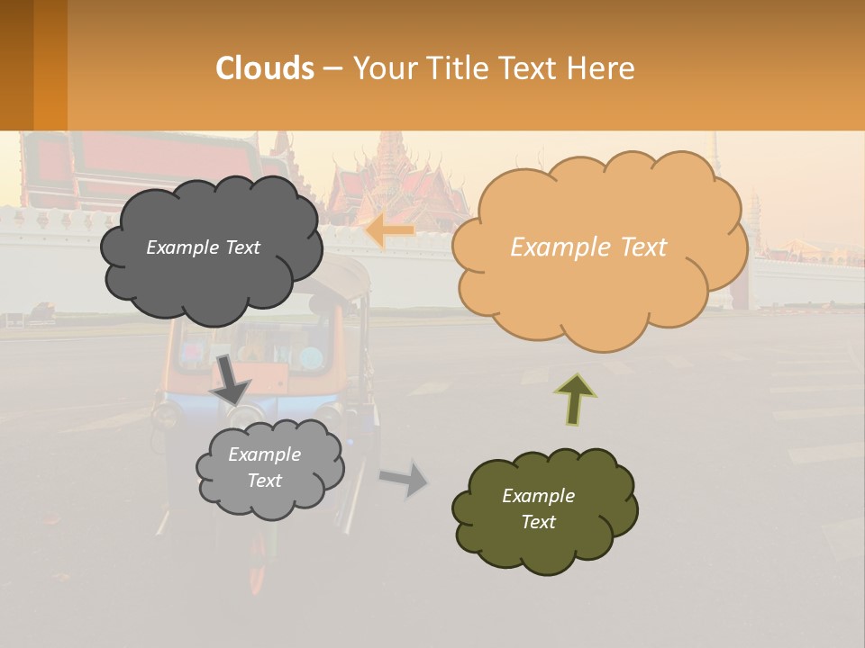 A Tuk Tuk Is Parked In Front Of A Building PowerPoint Template