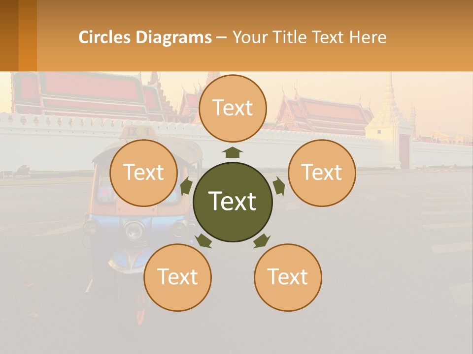 A Tuk Tuk Is Parked In Front Of A Building PowerPoint Template