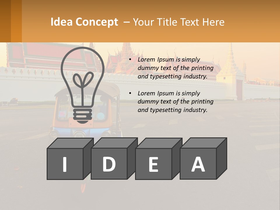 A Tuk Tuk Is Parked In Front Of A Building PowerPoint Template