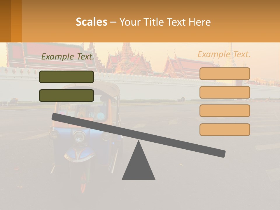 A Tuk Tuk Is Parked In Front Of A Building PowerPoint Template