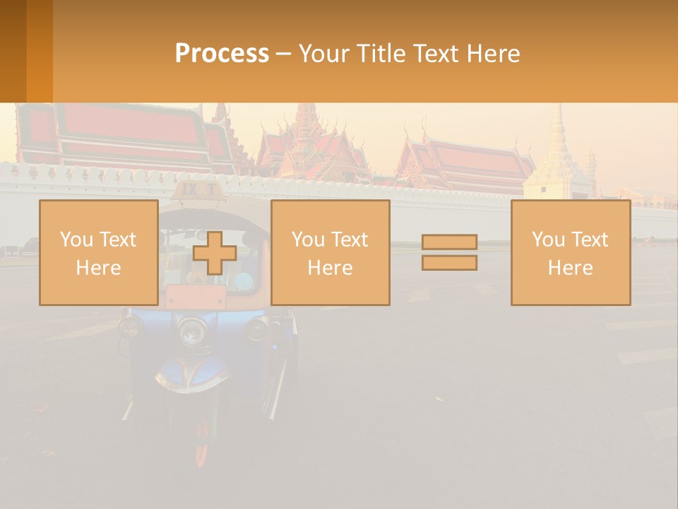 A Tuk Tuk Is Parked In Front Of A Building PowerPoint Template