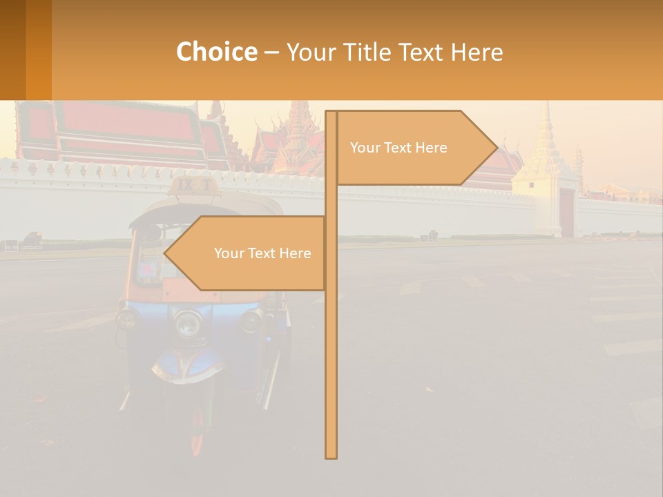 A Tuk Tuk Is Parked In Front Of A Building PowerPoint Template