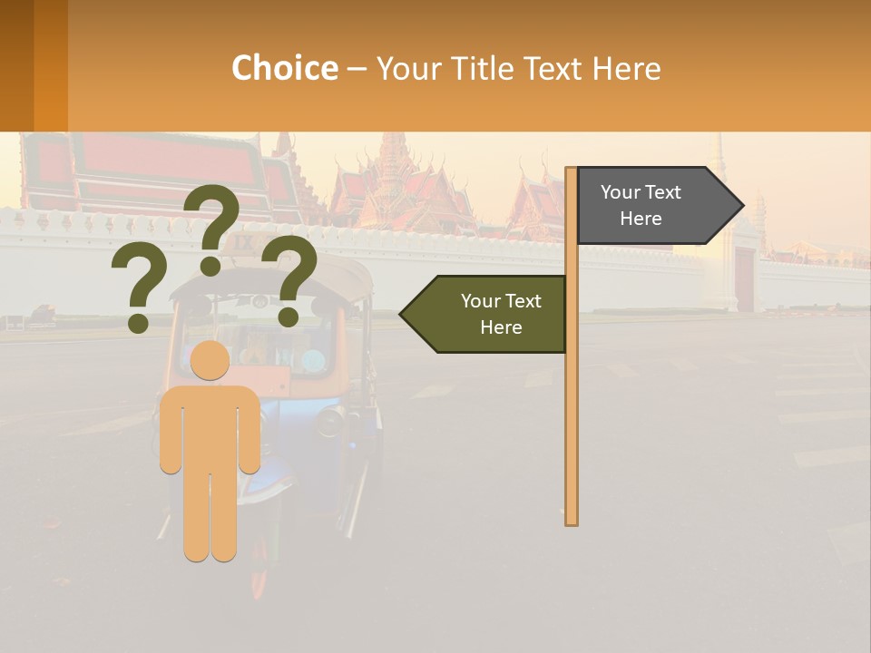 A Tuk Tuk Is Parked In Front Of A Building PowerPoint Template