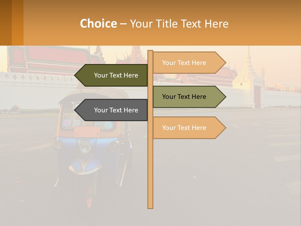A Tuk Tuk Is Parked In Front Of A Building PowerPoint Template