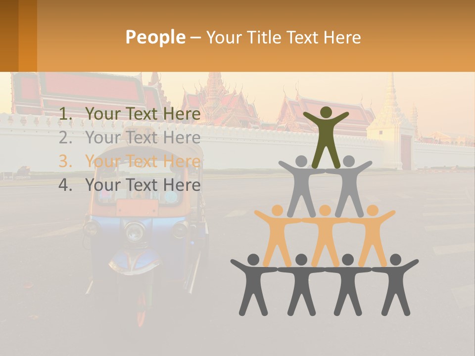 A Tuk Tuk Is Parked In Front Of A Building PowerPoint Template