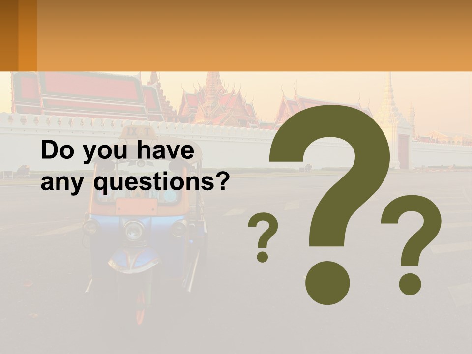 A Tuk Tuk Is Parked In Front Of A Building PowerPoint Template