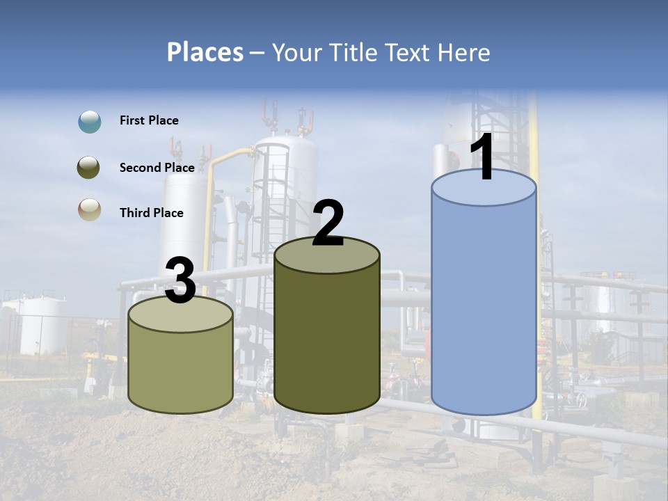A Power Plant With Pipes And Valves On A Cloudy Day PowerPoint Template