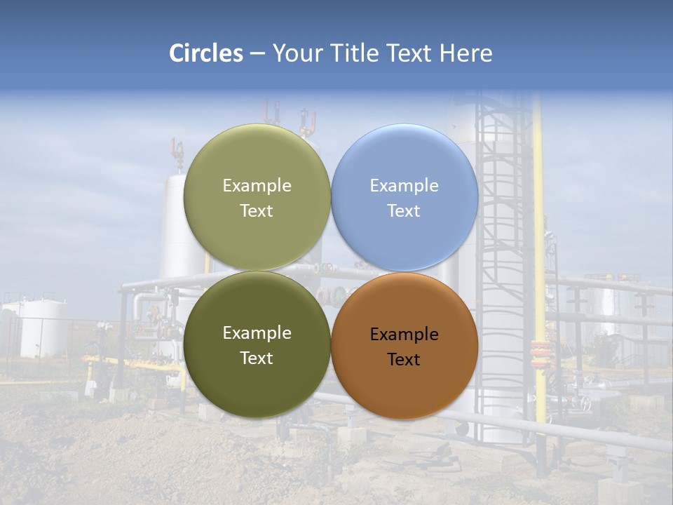 A Power Plant With Pipes And Valves On A Cloudy Day PowerPoint Template