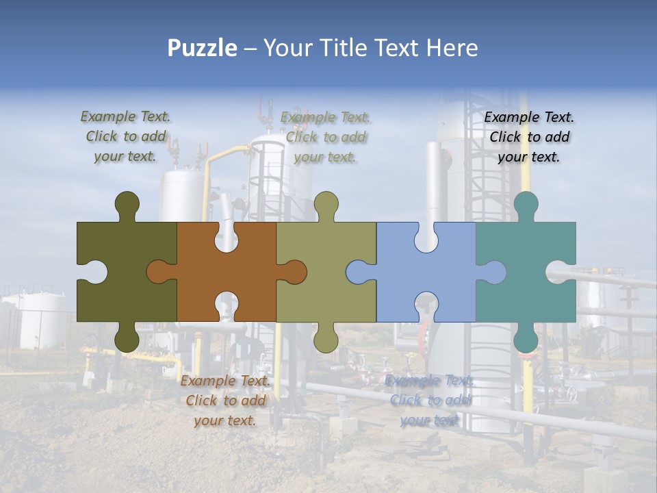 A Power Plant With Pipes And Valves On A Cloudy Day PowerPoint Template