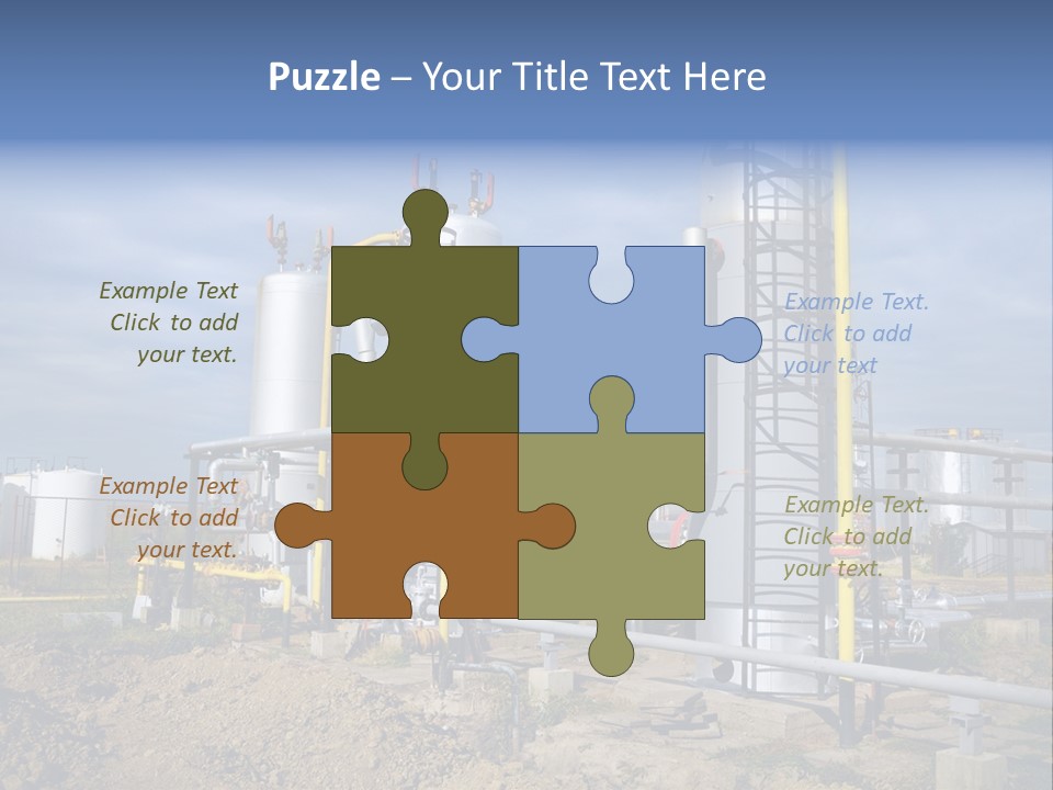 A Power Plant With Pipes And Valves On A Cloudy Day PowerPoint Template