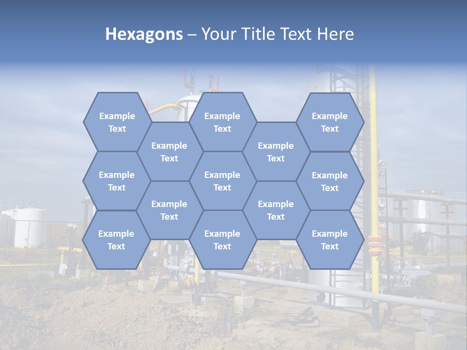A Power Plant With Pipes And Valves On A Cloudy Day PowerPoint Template