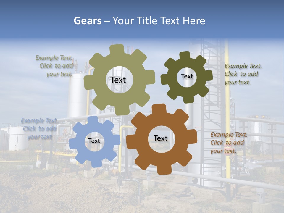 A Power Plant With Pipes And Valves On A Cloudy Day PowerPoint Template