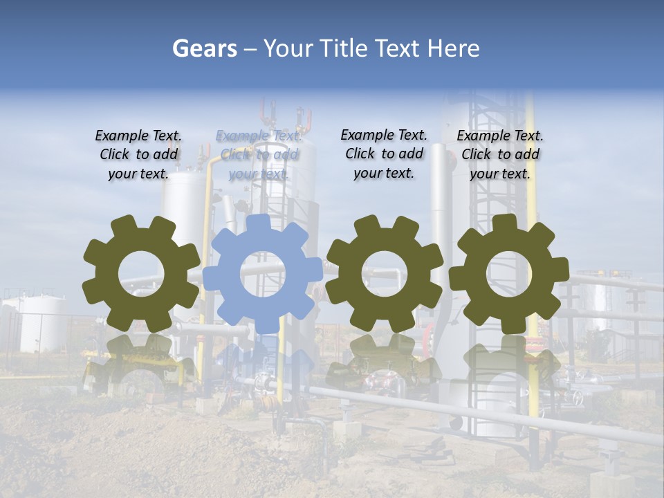 A Power Plant With Pipes And Valves On A Cloudy Day PowerPoint Template