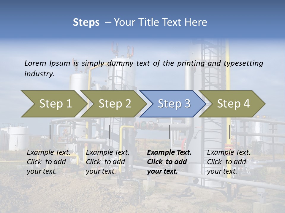 A Power Plant With Pipes And Valves On A Cloudy Day PowerPoint Template
