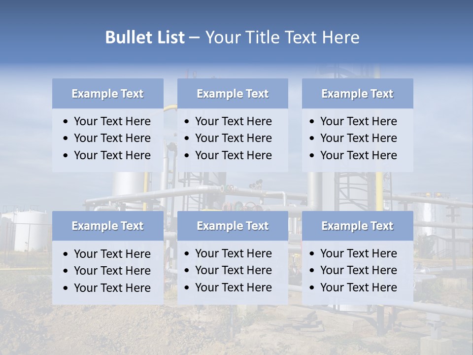 A Power Plant With Pipes And Valves On A Cloudy Day PowerPoint Template