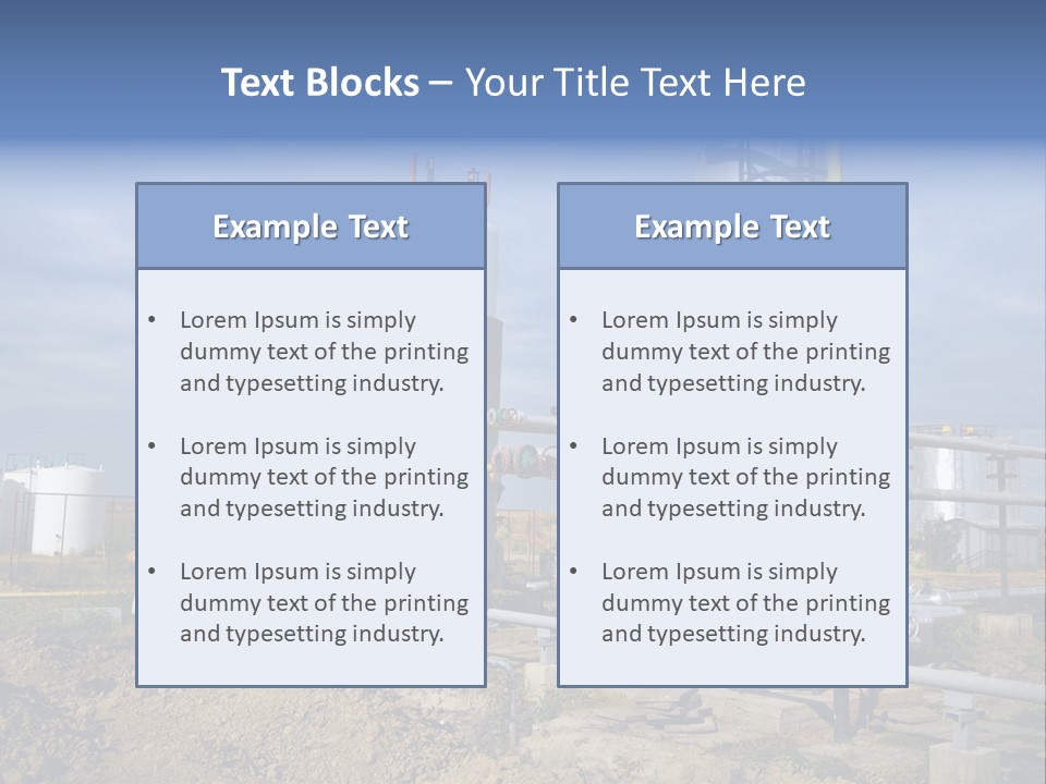 A Power Plant With Pipes And Valves On A Cloudy Day PowerPoint Template