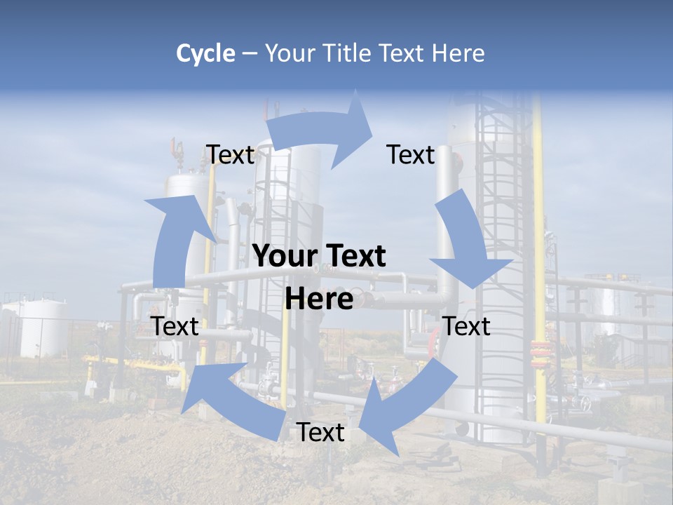 A Power Plant With Pipes And Valves On A Cloudy Day PowerPoint Template