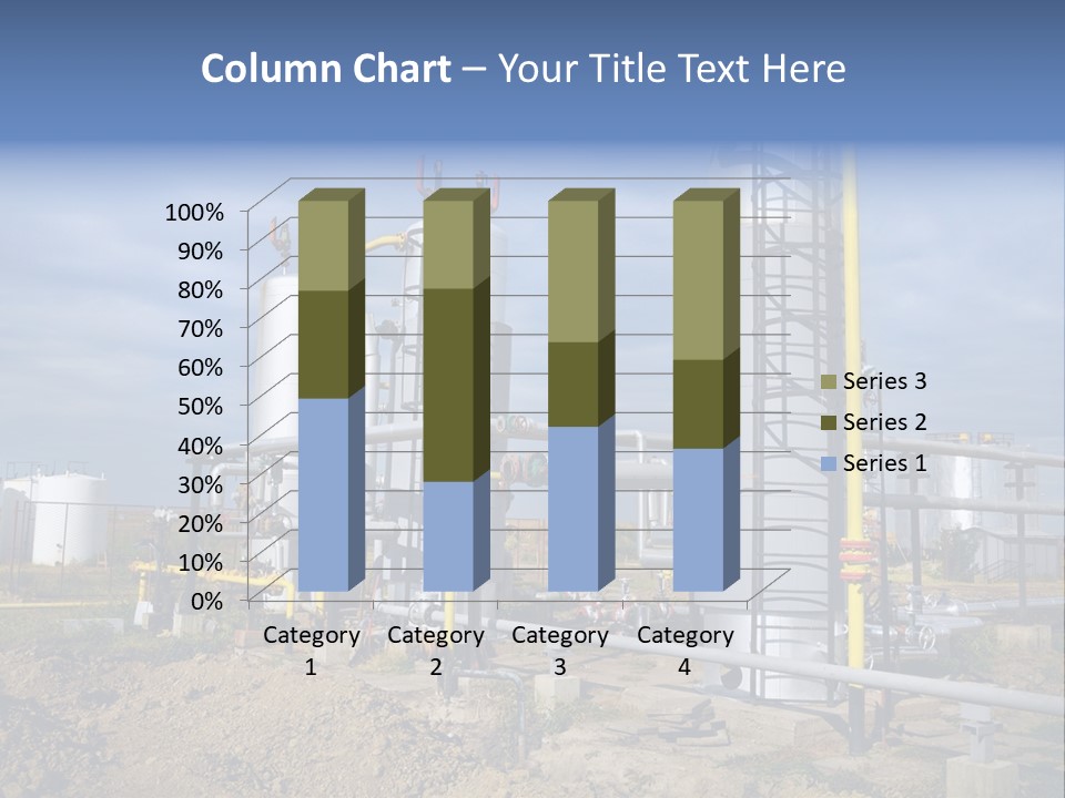 A Power Plant With Pipes And Valves On A Cloudy Day PowerPoint Template