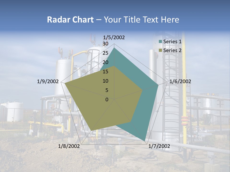 A Power Plant With Pipes And Valves On A Cloudy Day PowerPoint Template