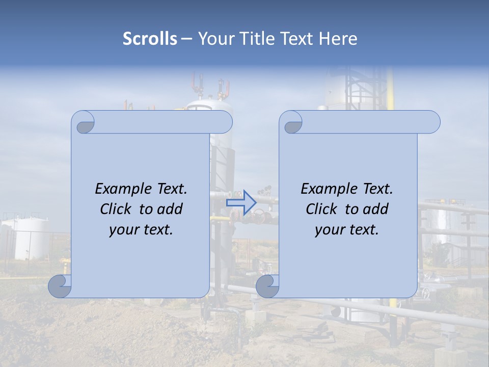A Power Plant With Pipes And Valves On A Cloudy Day PowerPoint Template